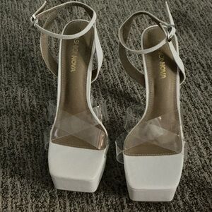 Fashion Nova White and Clear Heels
